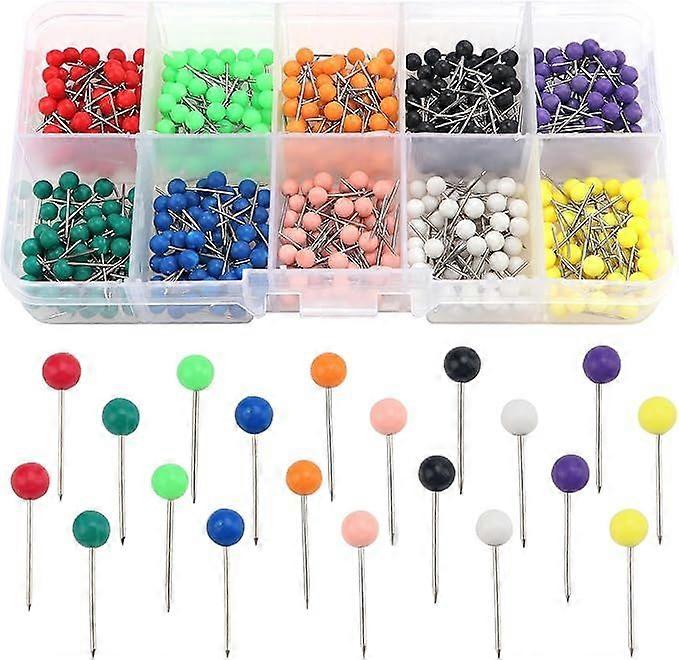 500pcs Map Pins Plastic Thumbtacks Colored Map Pins Round Head Map Pins for School Work Home Hobby Cork Board