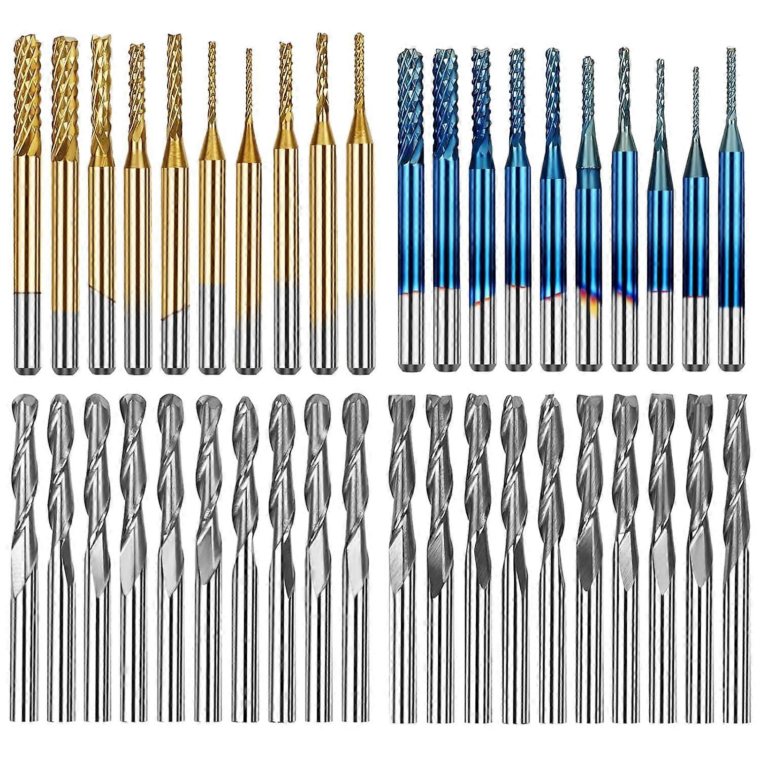 40pcs Twotrees Four Milling Cutter Combination Set End Mills CNC Router Bits for Laser Engraver