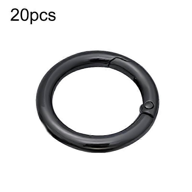 20pcs Zinc Alloy Spring Ring Metal Open Bag Webbing Keychain, Specification: 5 Points Black