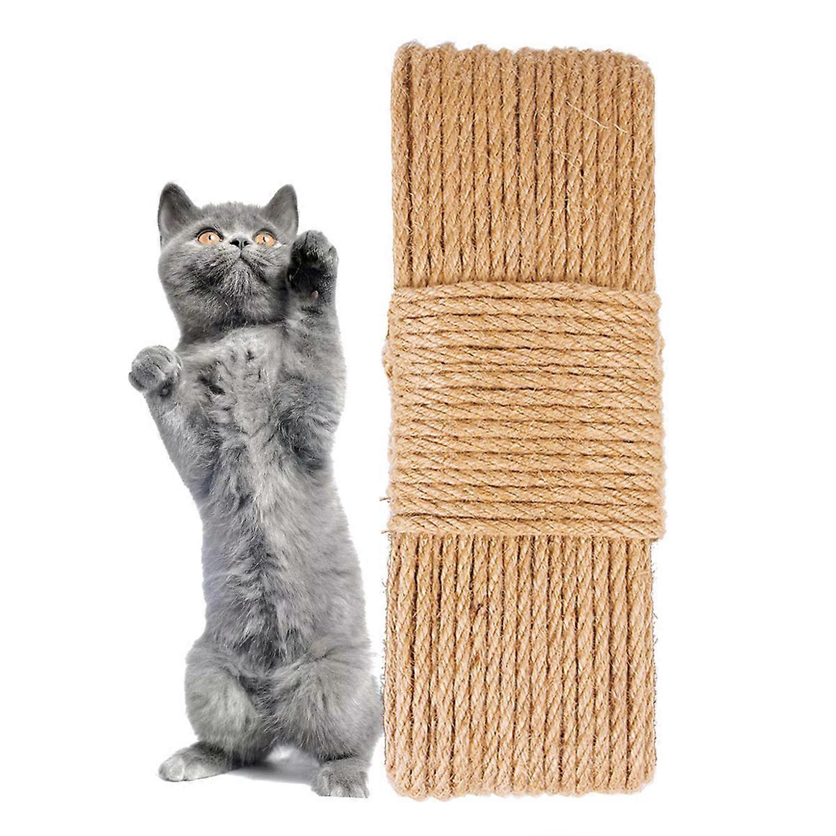 Sisal Rope for Cat Scratcher Replacement,Scratching Post Twine, DIY Tree Repairing, Furniture Recovering,8mm Diameter,33FT