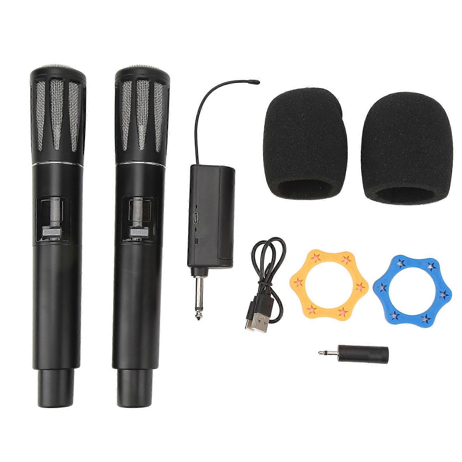 Professional Wireless Microphone Black UHF Dynamic Handheld Microphone for Performance Home