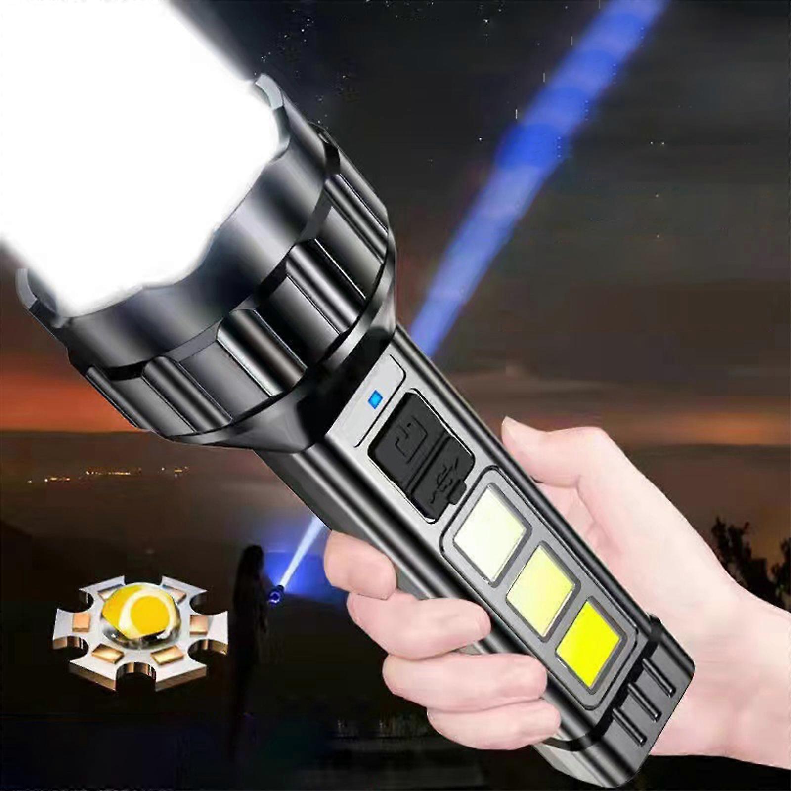 COB Strong Light Flashlight Portable USB C Rechargeable Bright Household LED Lamp Builtin Battery With Power Display DD