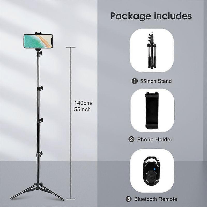 Selfie Stick Tripod Mobile Phone Stand with Bluetooth Remote 1/4 Screw for iPhone iPad Tablet Camera Ring Lamp