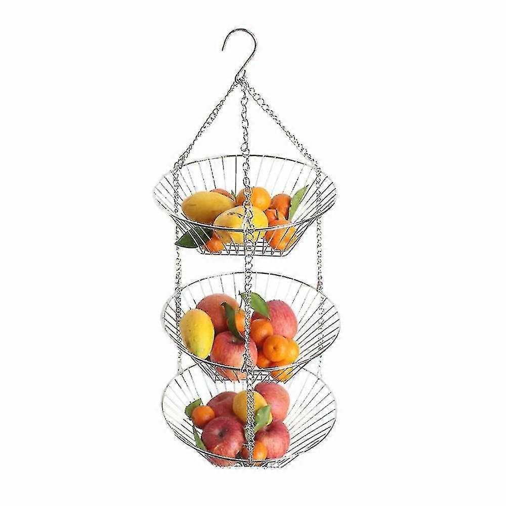 Hanging Fruit Basket Less Steel 3-layer Baskets Hold