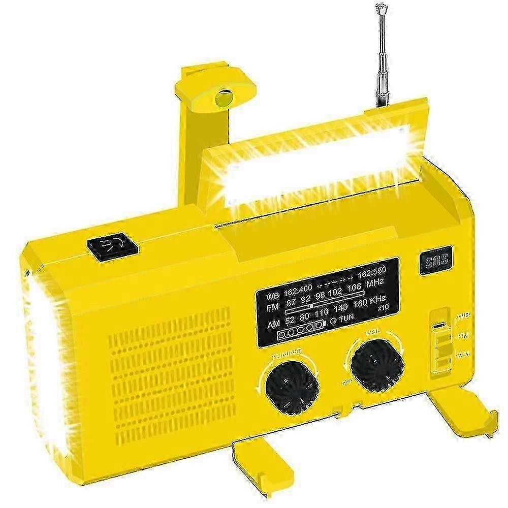 Emergency Disaster Prevention Solar Radio With Sos Siren, Portable Hand-crank Rechargeable Multifunctional Torch Light (yellow)