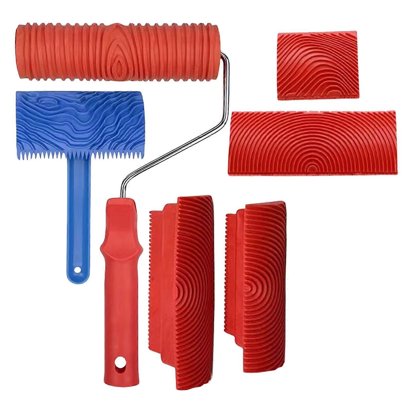 Multipurpose 6Pieces Paint Roller Set Featuring Sturdy Plastic Rollers for Interior Wall Applications Daily Use