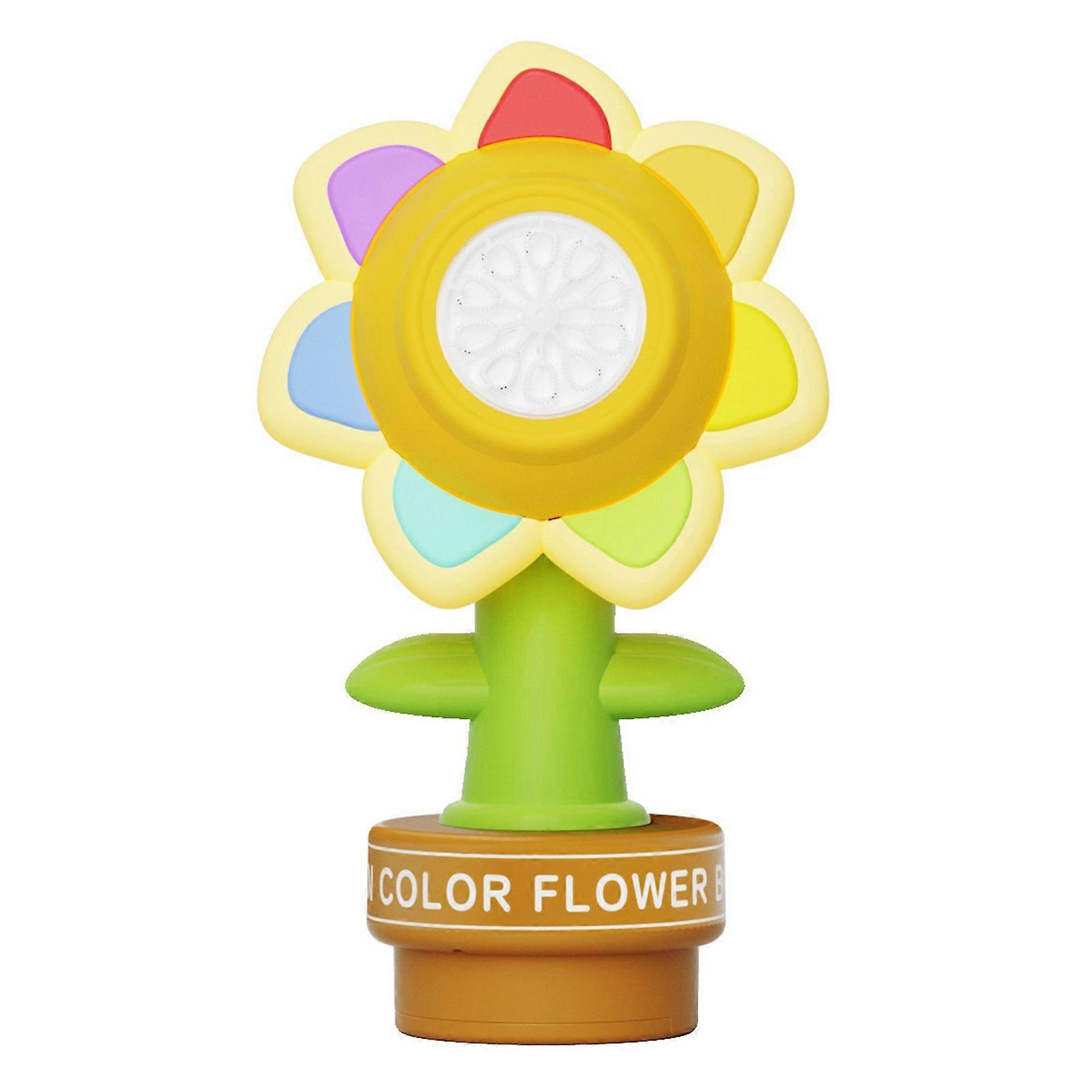 Dancing Sunflower Bubble Machine Unique Vibrant Led Colors 3 Levels Adjustment Present for Kids, 10 bags Refills