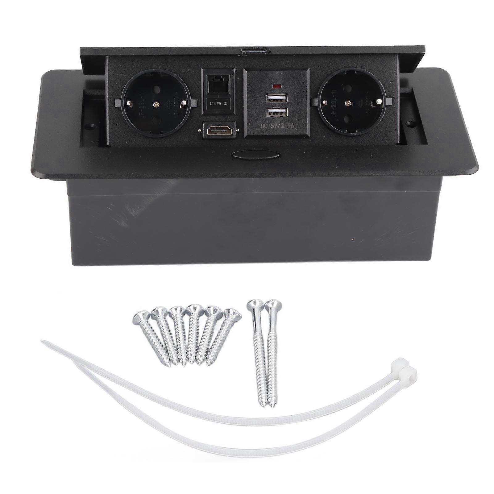 Floor Power Socket Aluminum Alloy Modern Dustproof Recessed Outlet with USB Network Video Jack