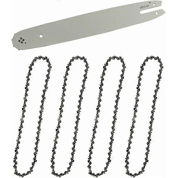 Guide Bar & 4 Chainsaw Chains, 35cm Guide Bar, 3/8" 1.3mm Square Chisel Saw Chains 50 Links