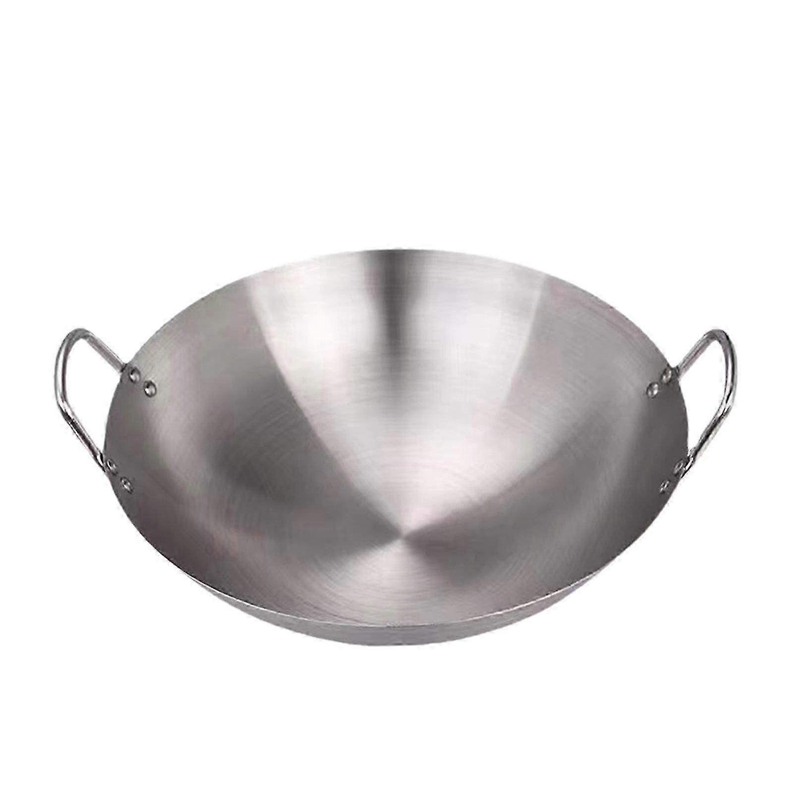 Stainless Steel Wok Lightweight Frying Pan For Deep Frying Vegetables Frying 34cm
