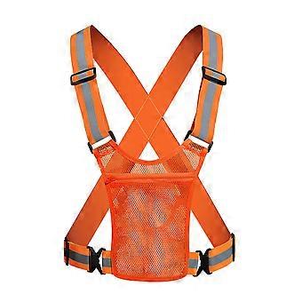 Outdoor Night Walking Reflective Vests Light weight Adjustable Elastic Vest Jackets Biking Safety Strap for Men & Women  Orange red