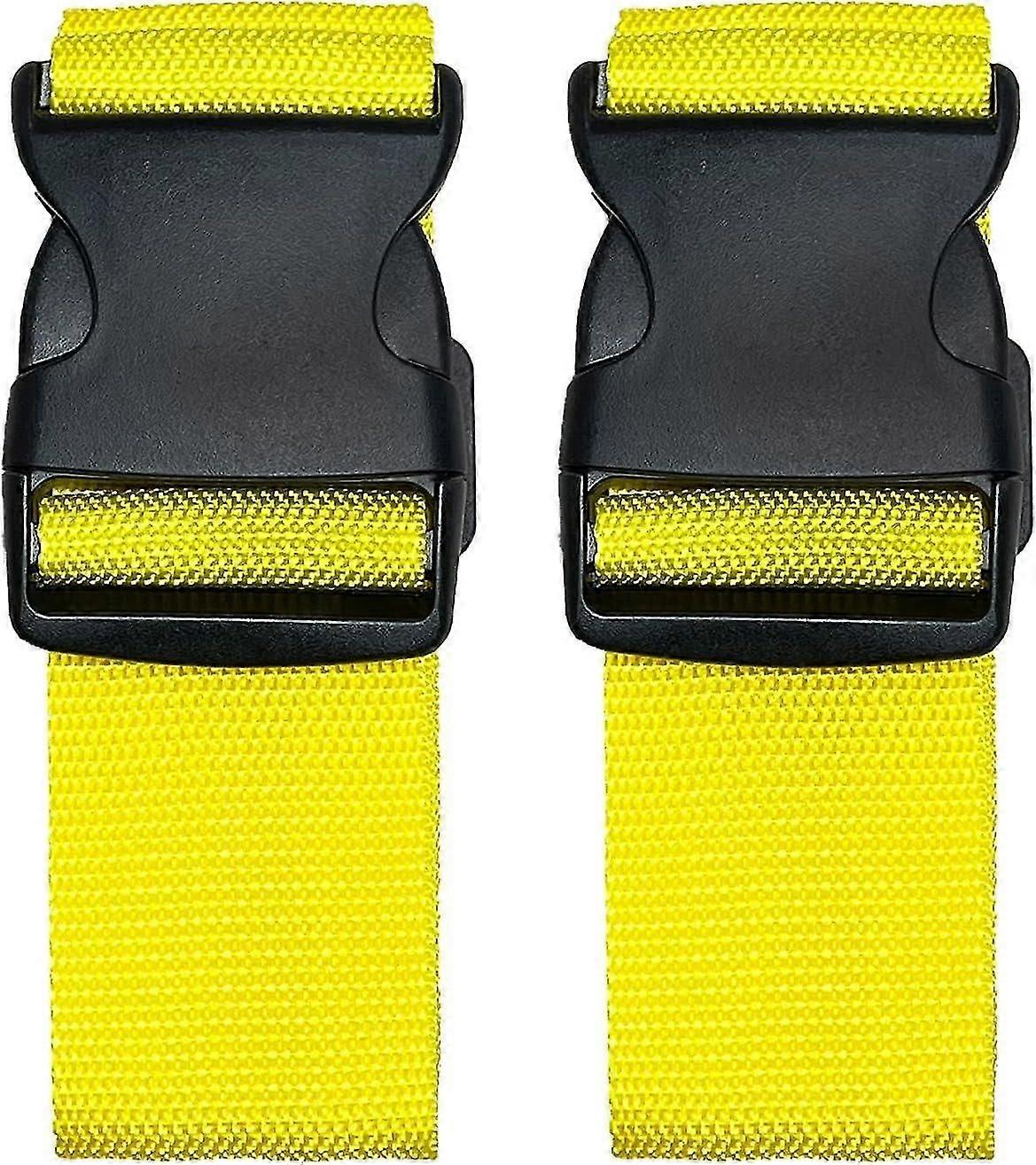 2 Pack Adjustable Straps with Quick Release Buckle for Suitcases, Bright Colors, Yellow-Good