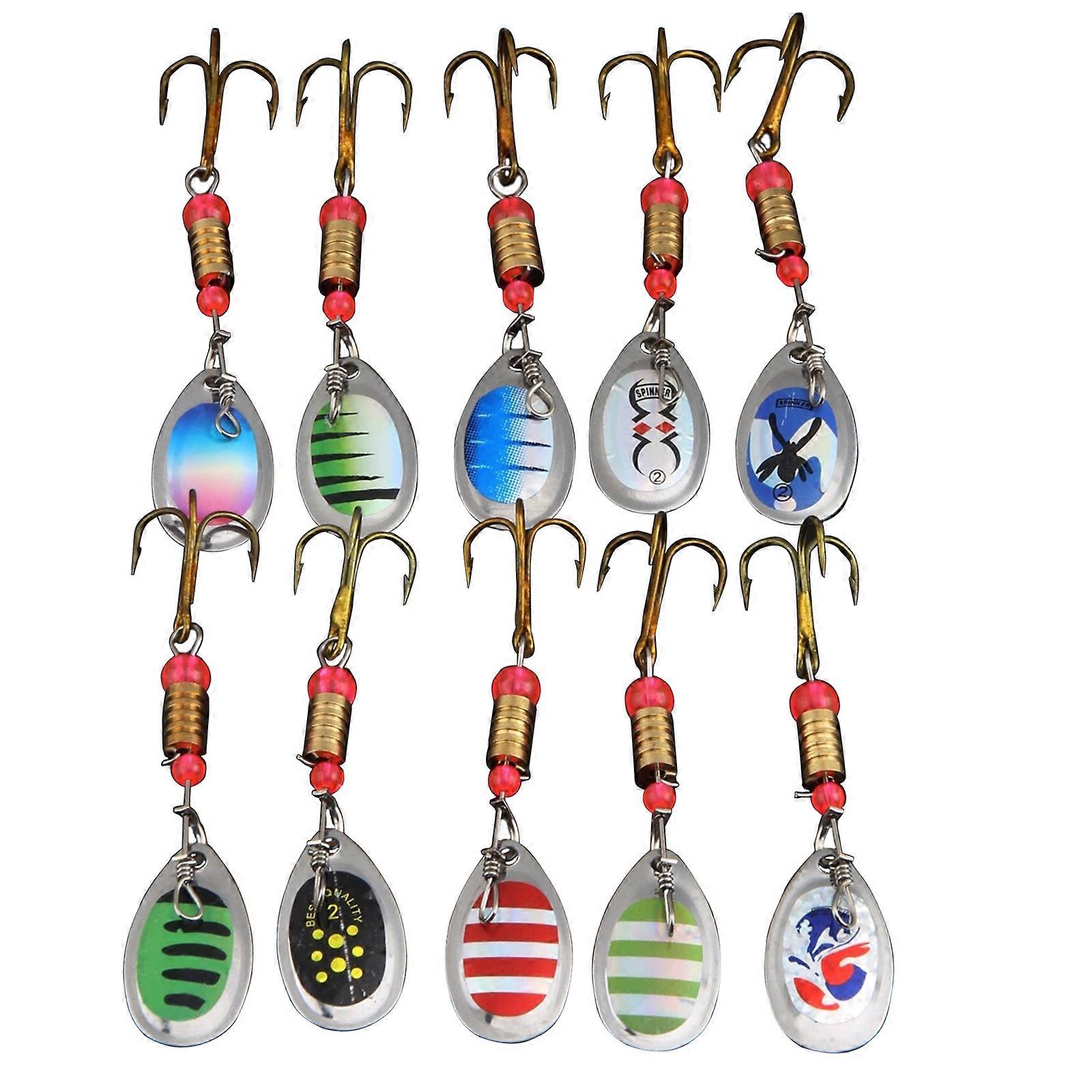 10 Stücke Angellöffel Köder Metallköder Köder Forelle Bass Casting Spinner Fischköder High Carbon Stahl Drillinge Angelhaken
