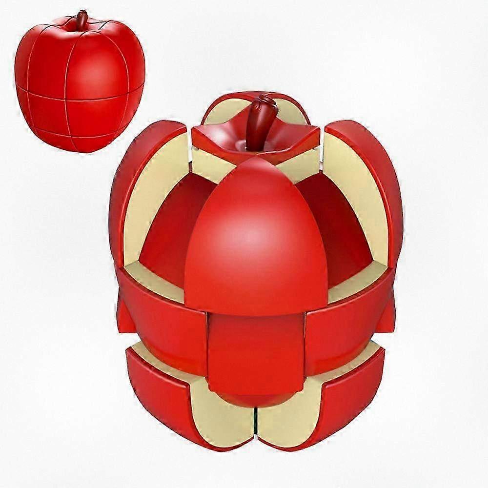 Stickerless 3 x 3 x 3 Magic Cube Fruit Shaped Puzzle for Kids - Fun Puzzle Toy for Creative Play and Collection in Red Color