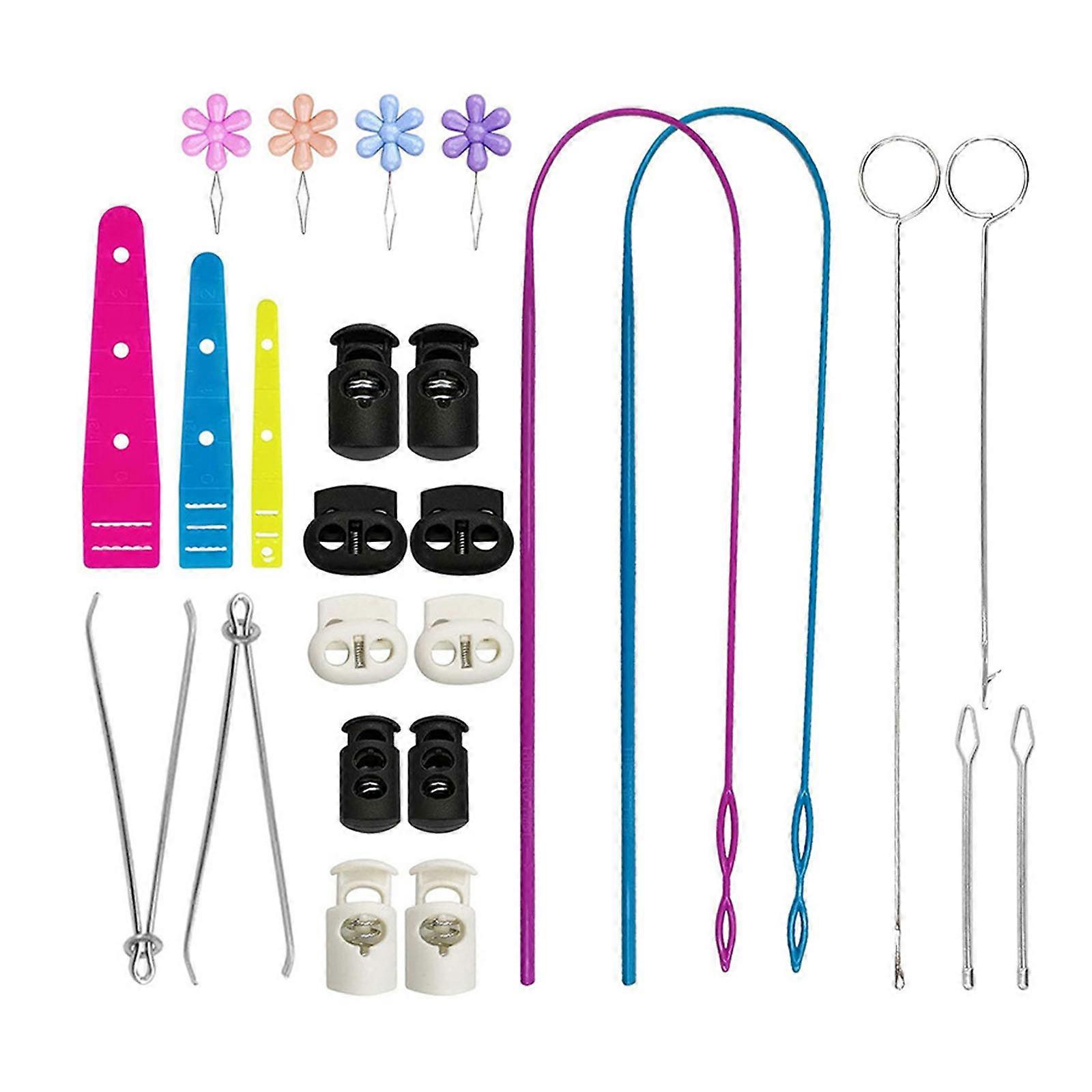 Drawstring Threader Tools Include Loop Turner Hook Flexible Drawstring Threader Metal Tweezers Long Loop Turner Tools