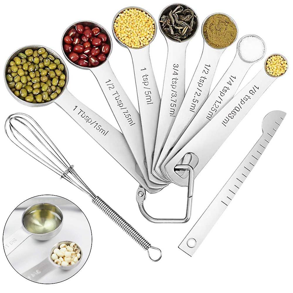 Measuring Spoons 9 Pieces, Stainless Steel Measuring Spoons And Measuring Rulers