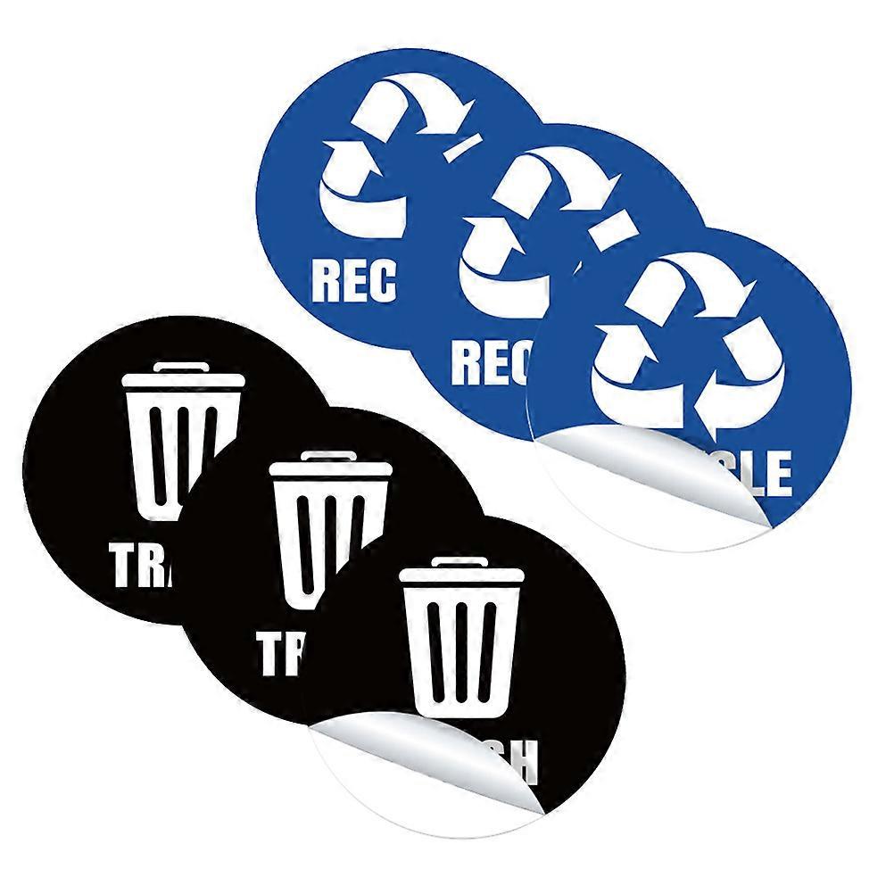 Garbage Classification Label Stickers for Trash Cans Made of PVC Assorted Color 6 Sheets