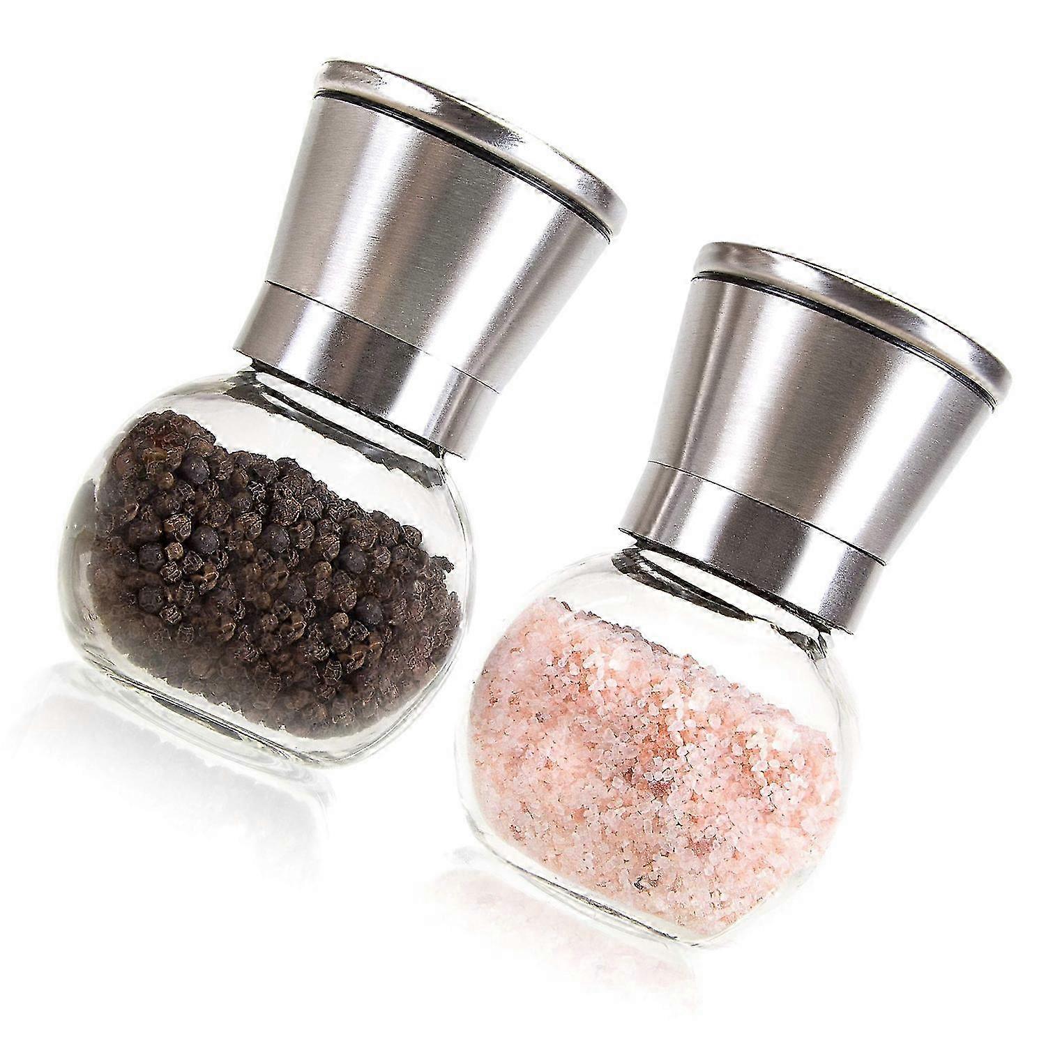 Premium Stainless Steel Salt & Pepper Grinder Set - Adjustable Ceramic Mill