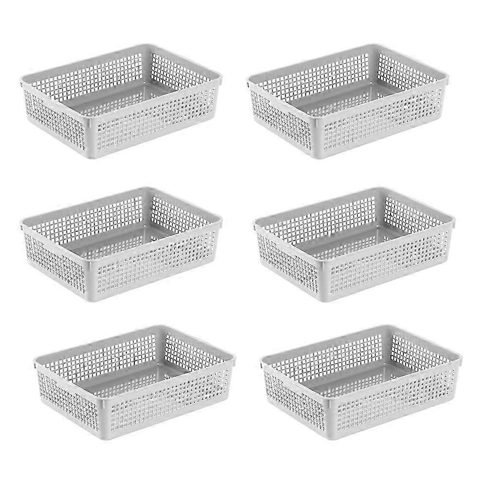 6 Pack White Plastic Storage Bins for Classroom & Office Organizing