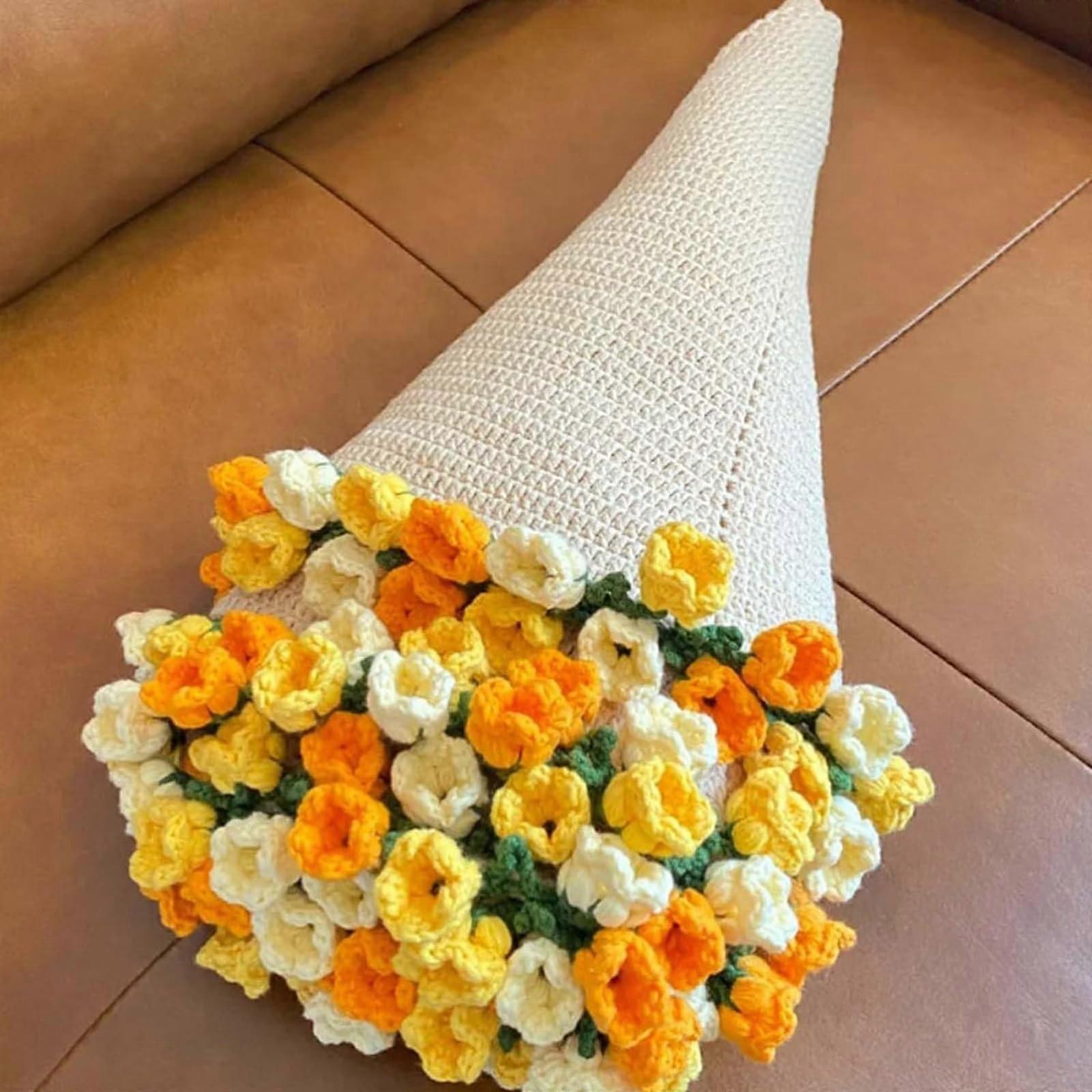 Crochet Blanket with Rose Bouquet, Handmade,, Cuddly (ThreeColour)