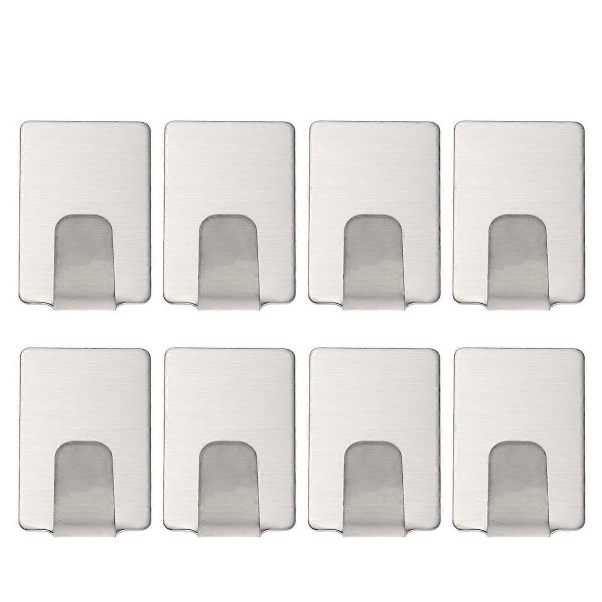 Metal Self-Adhesive Coat Hook Sturdy Hold Corrosion Resistant Wall Hooks for Home Accessories 8Pcs Silver