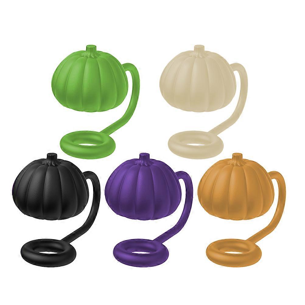 5pcs Pumpkin Shaped Straw Covers Fun And Creative Dustproof Straw Caps For Daily Use For Parties