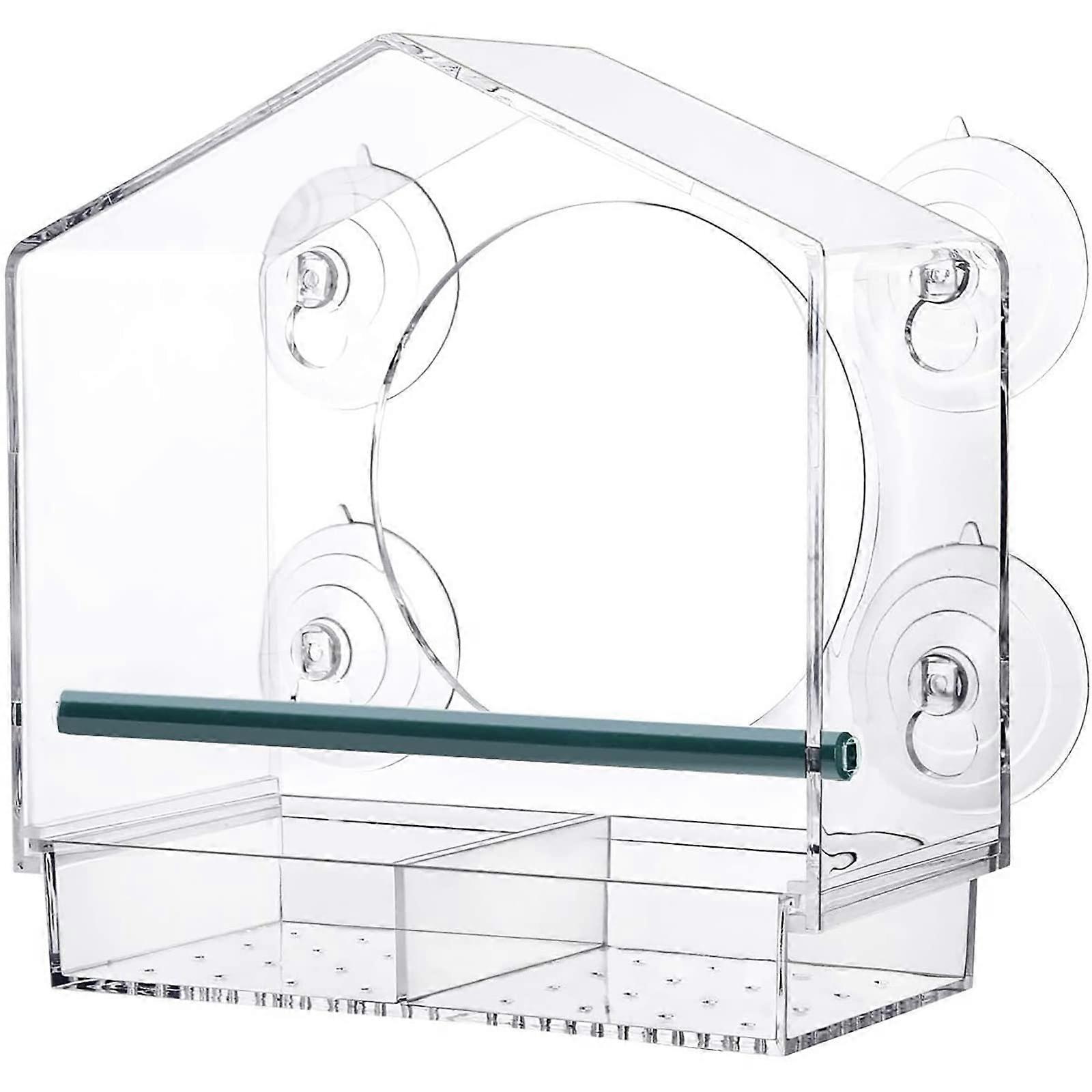 Transparent Window Bird Feeder with 4 Strong Suction Cups and Drainage Holes