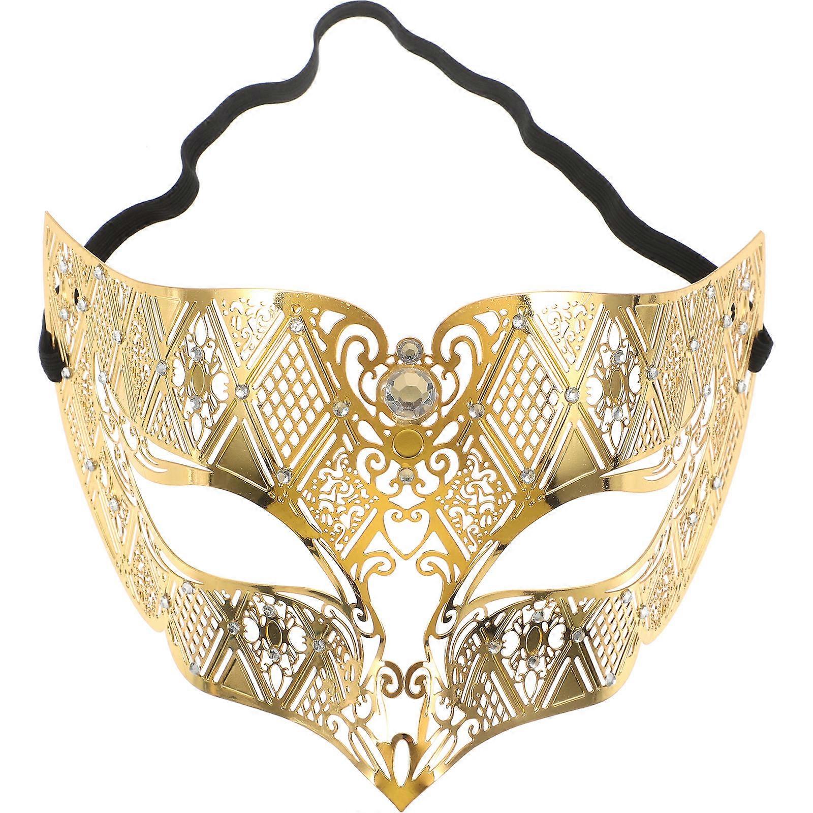 Glamorous Rhinestone Half Face Masquerade Mask with Intricate Metal Design for Halloween, Costume Events, and Cosplay Balls