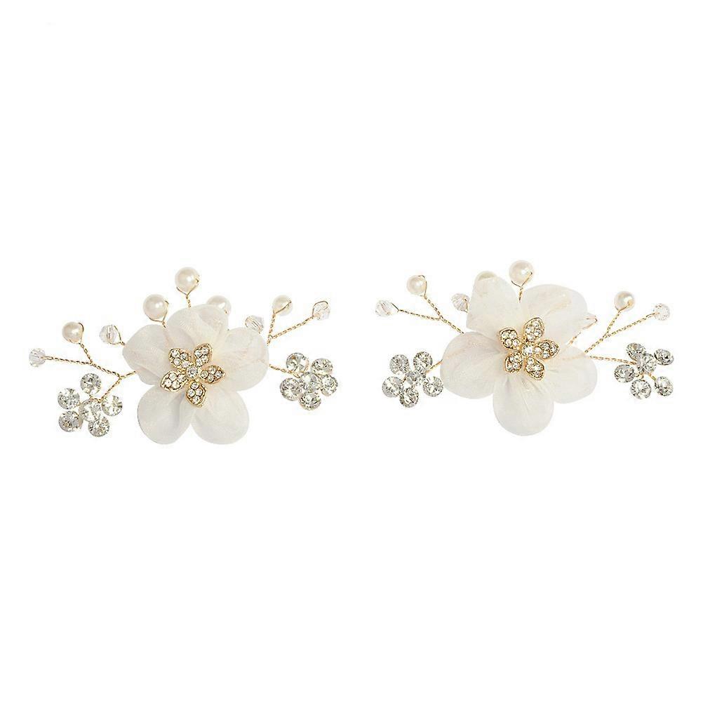 Bridal Shoe Embellishments Flower Pattern Shoe Buckles Street Photos Charm Enhancing White 6.00X3.50X1.20cm 1Pair