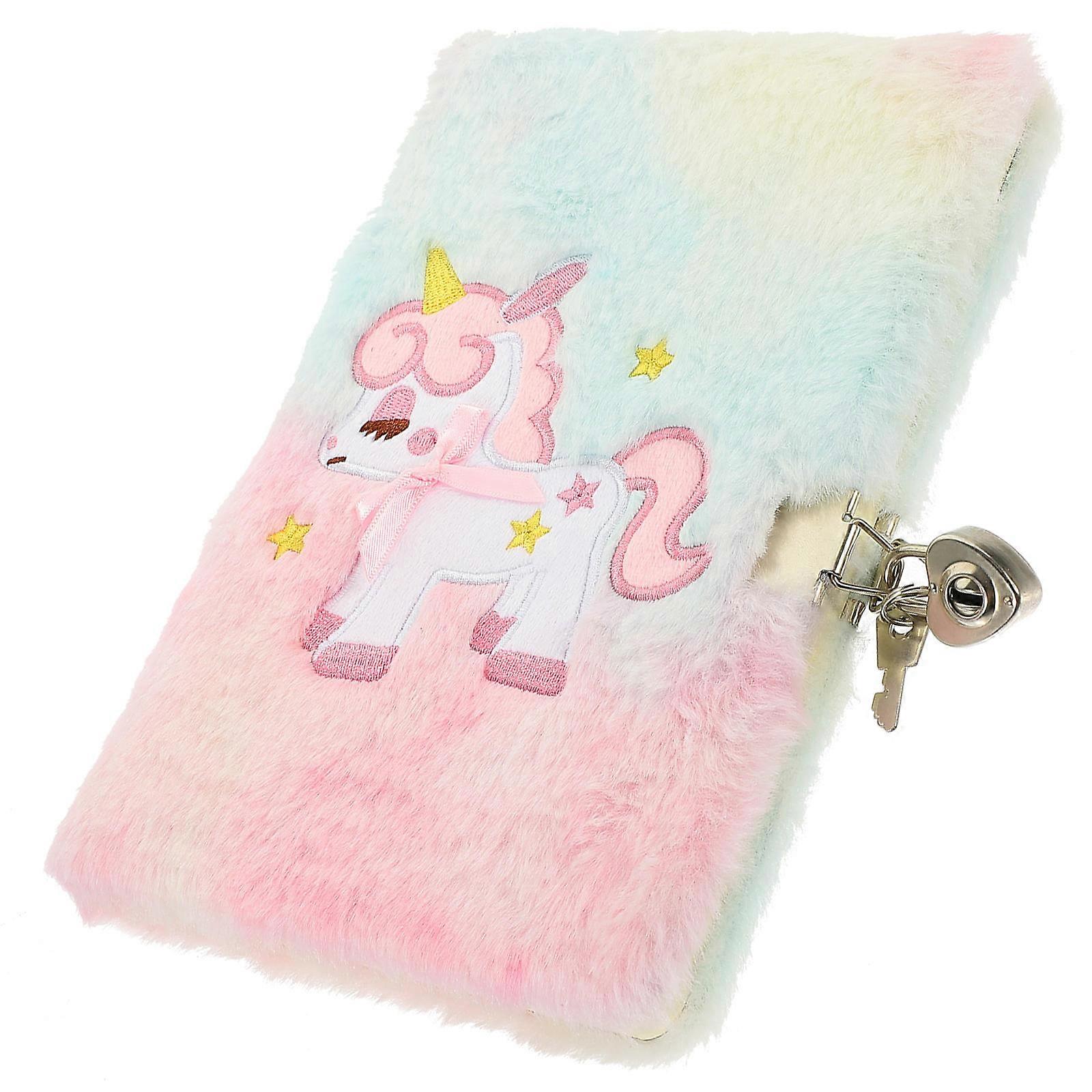 Dairy Lock Adorable Notebook Notepad For Girls Home Use A5 Size Fluffy Shell 1Pcs