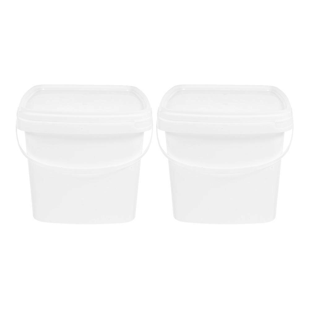 Clear Square Bucket With Lid Square Plastic Bucket Home Use Leak Prevention 21.00X21.00X18.00CM White 2Pack