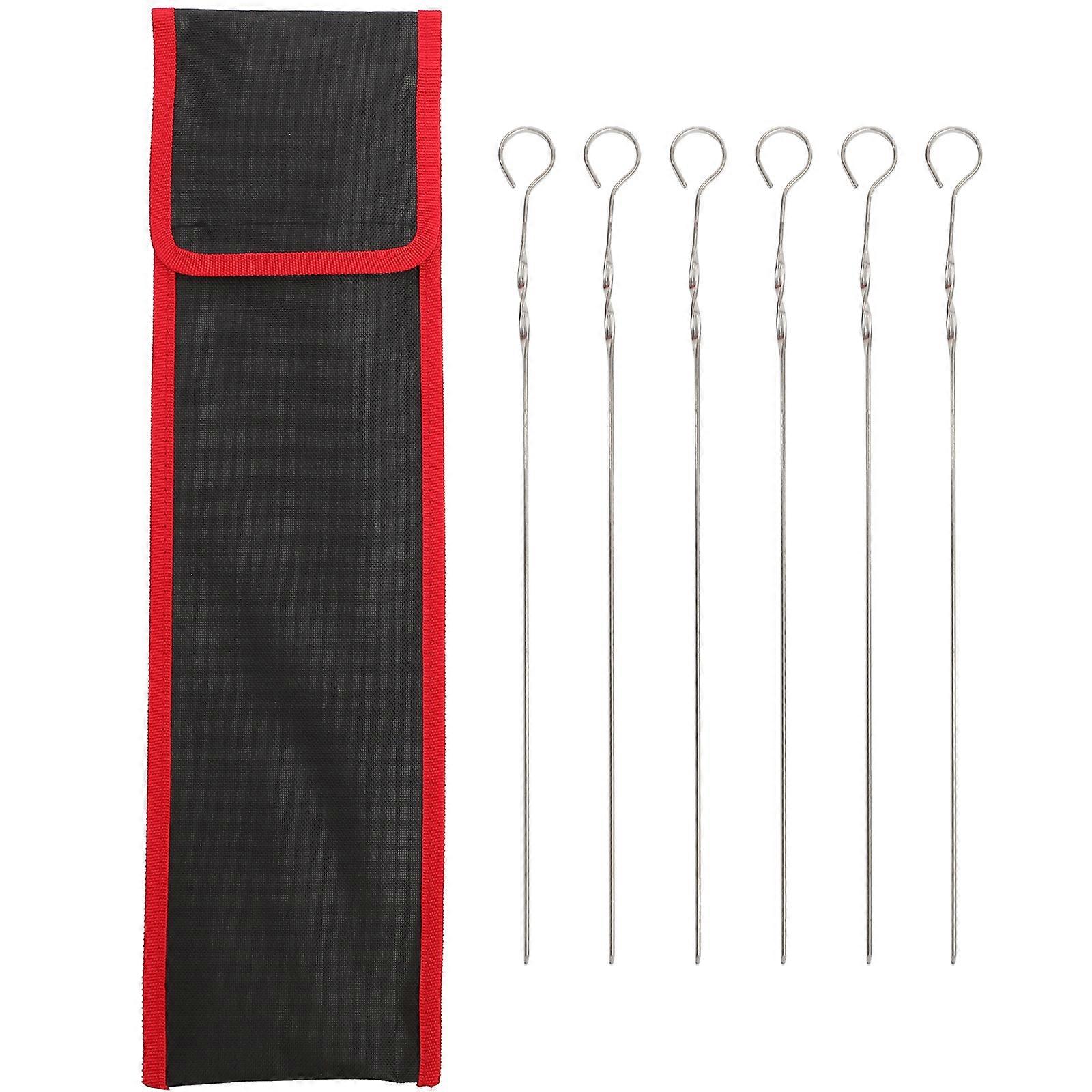 Portable Skewer Bag for Barbecue Stick Storage Made of Oxford Cloth Grey Waterproof and Compact Size