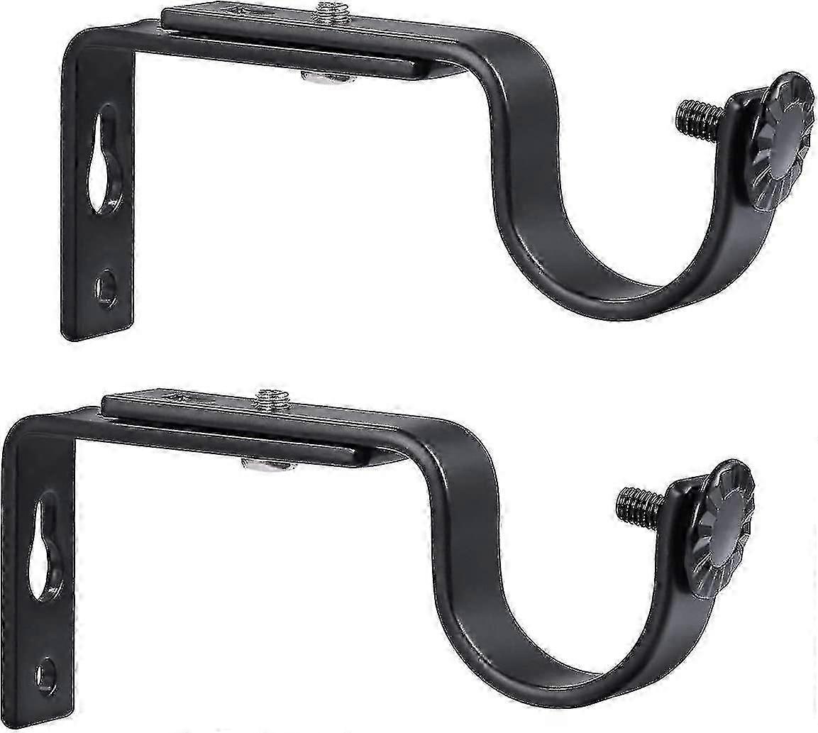 Adjustable 18-22mm Black Curtain Rod Brackets (2pcs)