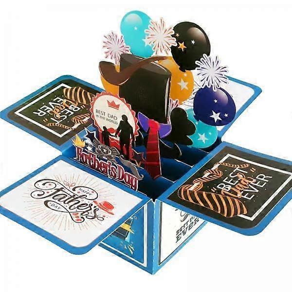 2x 3D Popup Father's Day Card, Blessing Card for Best Dad, Husband from Son, Unique Design for Men