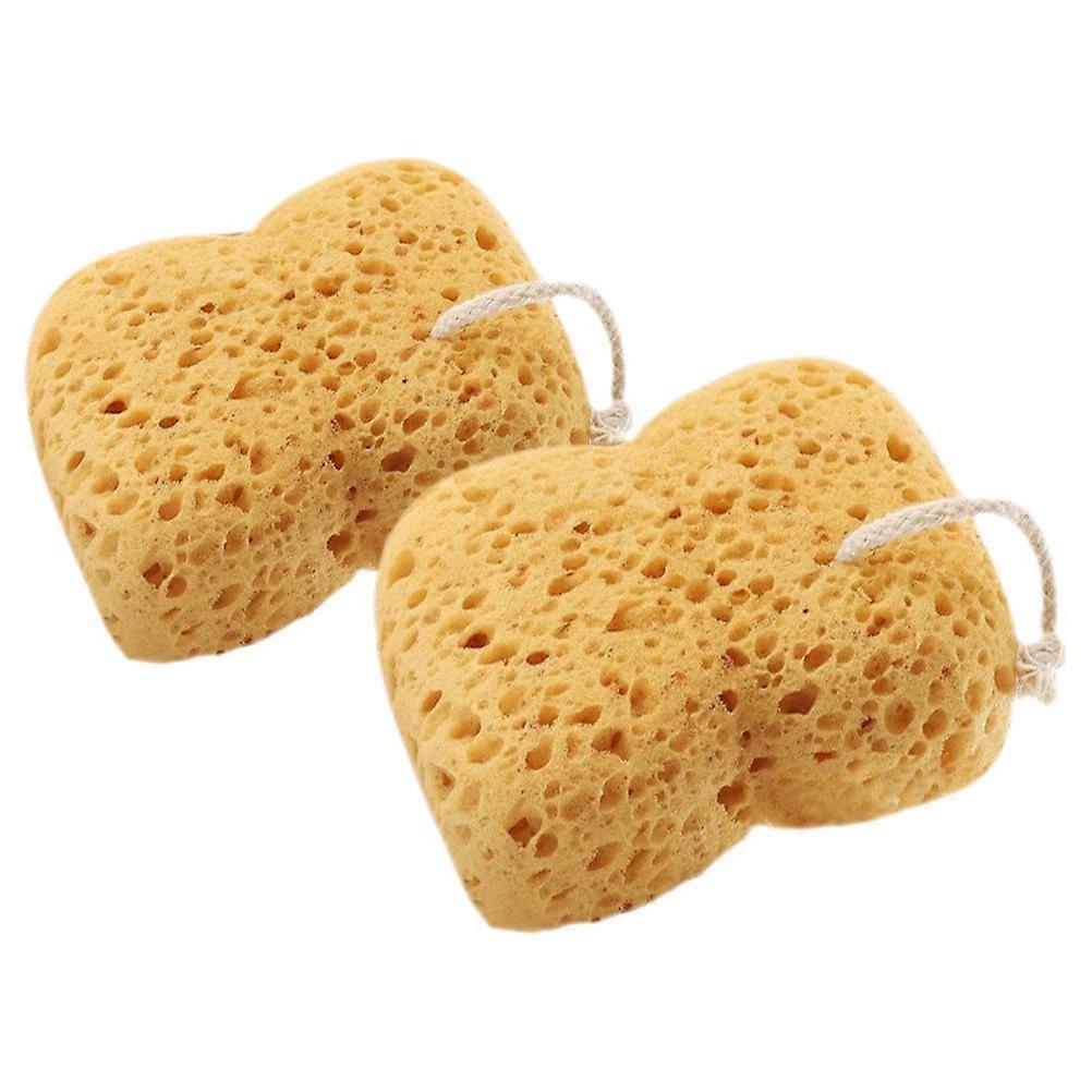 Sponge Loofah Honeycomb Sponge For Shower And Bath Exfoliating Light Brown 13.50X12.50X6.00CM Soft and Comfortable 2Pcs