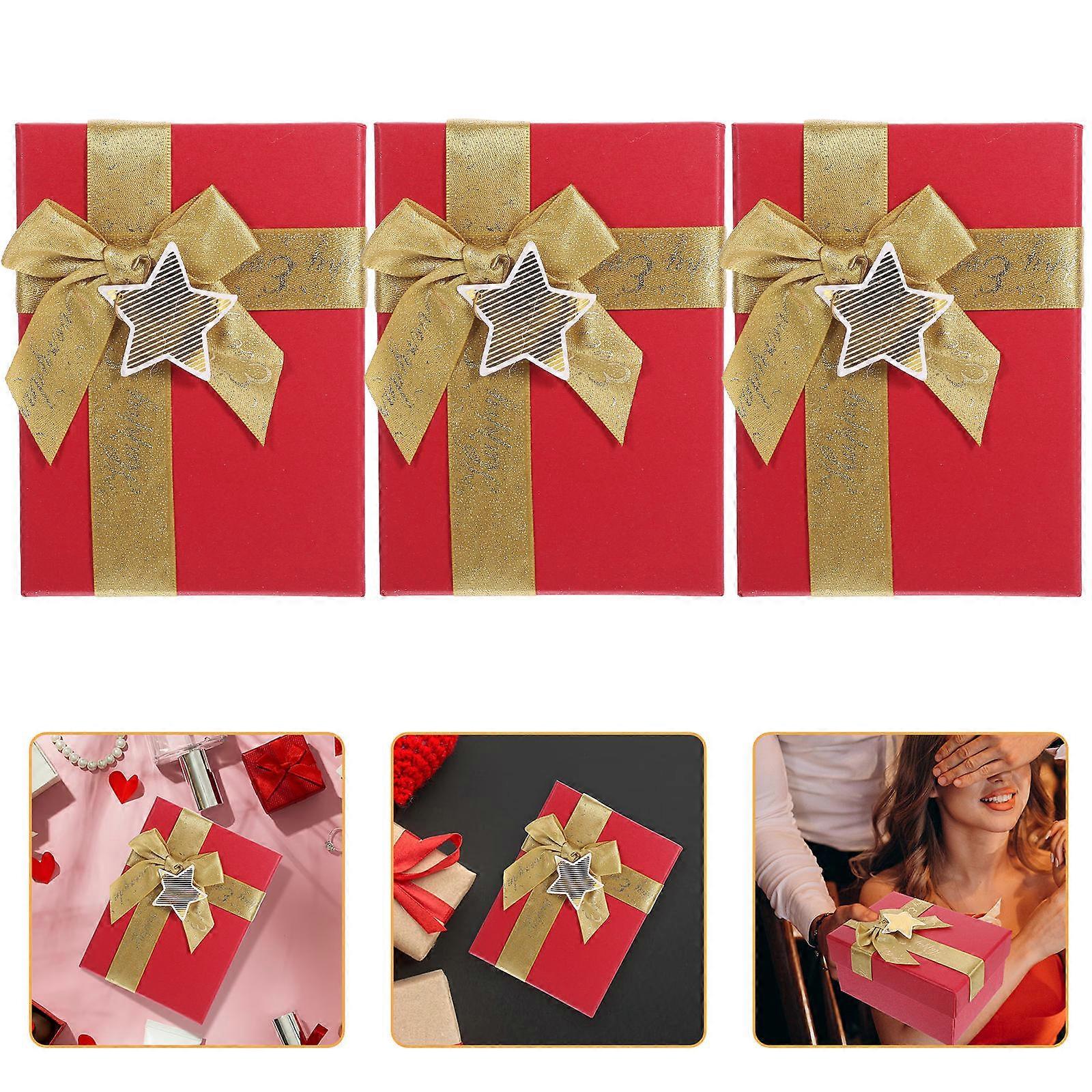 Favor Boxes Candy Boxes Christmas Festival Gifting Rectangular Red 3Pcs