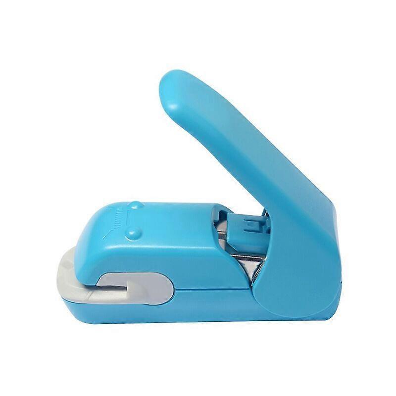 Stapleless stapler; With this item, you can staple pieces of paper without making holes in the paper (blue), stapleless stapler，