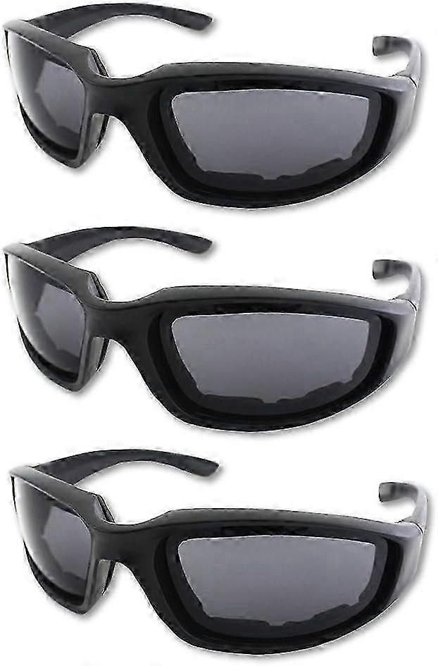 Exquisite 3 Pair of Protective Riding Goggles for Motorcycle Use with Padding, UV Protection, Dustproof and Windproof Features