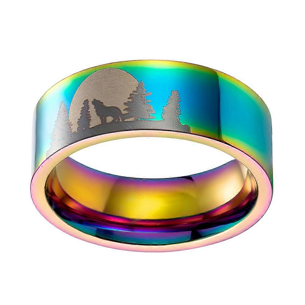 Round Titanium Steel Ring Craftsmanship Multi Color Size 11 Pendant 1Set