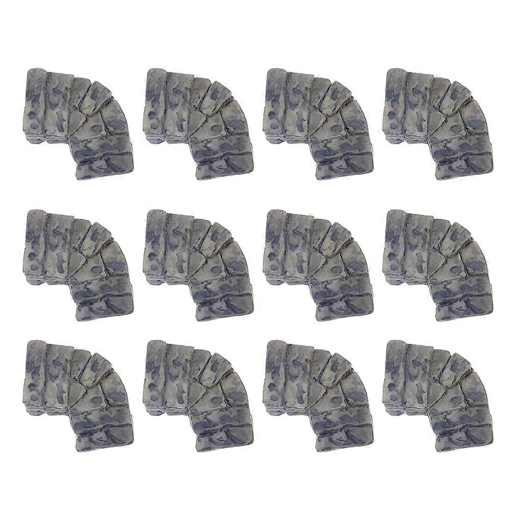 Garden Walkway Path Miniature Stone Steps Resin Material Grey 3.20X3.10X1.50CM For Indoor Display 12Pcs