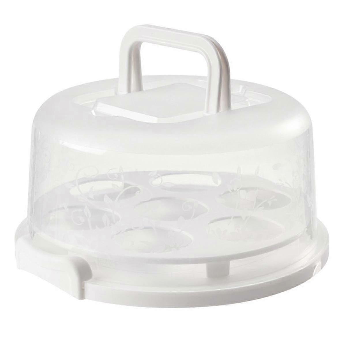 Round Cake Carrier with Lid and Handle, Plastic Storage Container for Cupcakes