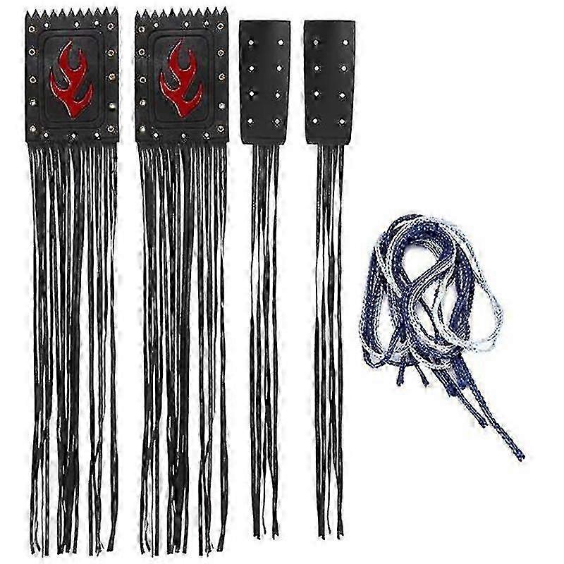 4Pcs/Set Universal PU Motorcycle Handlebar Fringe Grip Cover Lever Cover for Compatible Cruiser