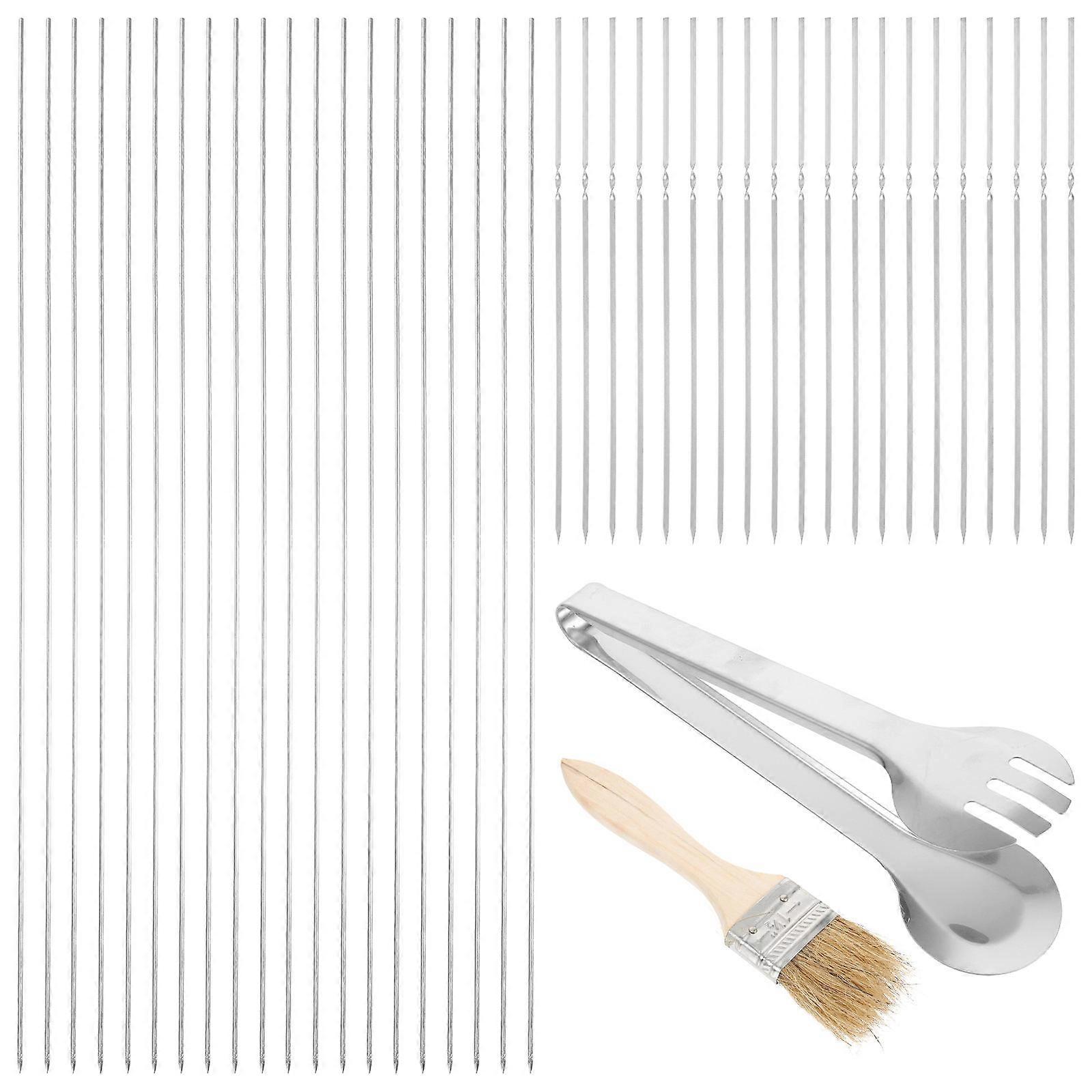 BBQ Barbecue Tool Grilling Utensils Assorted Color 32.00X6.00X5.00CM Wood Stainless Steel Outdoor BBQ Picnic Home Use 1Set