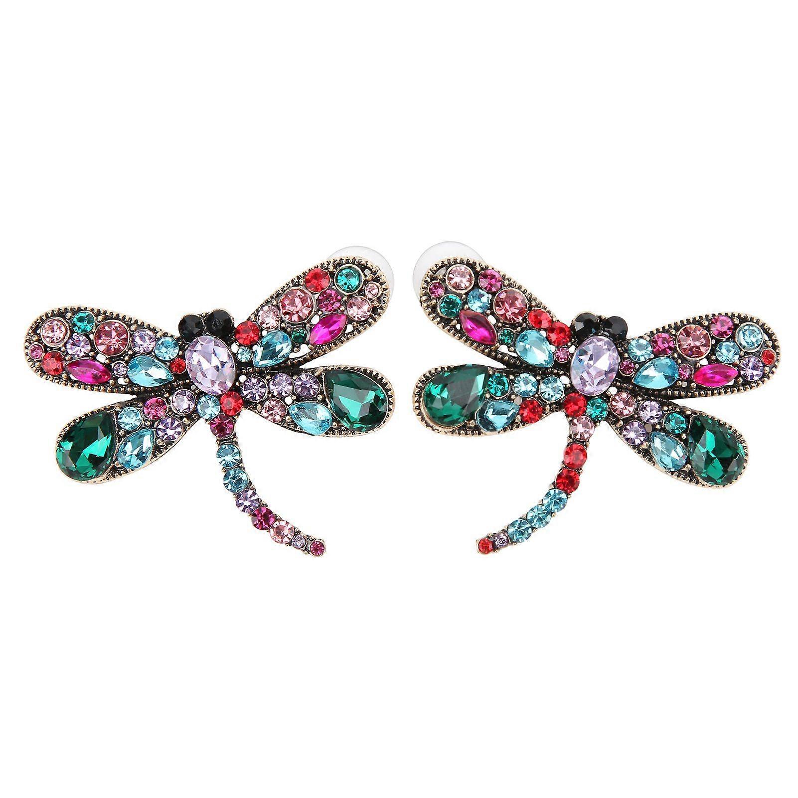 2025 Latest Model  1 Pair Earrings Dragonfly Pattern Diamond Alloy Material