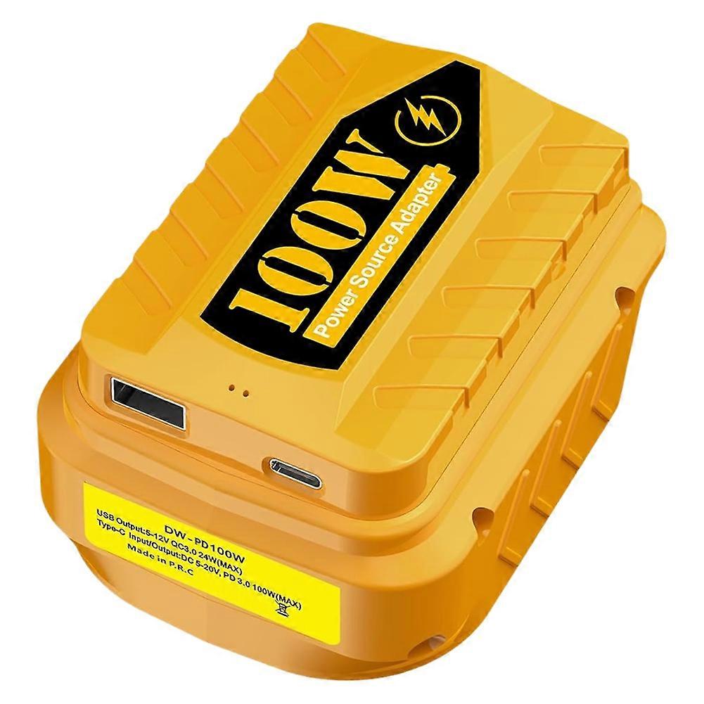 PD100W USB Charger Adapter for Dewalt 20V 60V Battery with Type C PD 3.0 100W (MAX) 1 USB QC3.0 Fast Charge Output Ports
