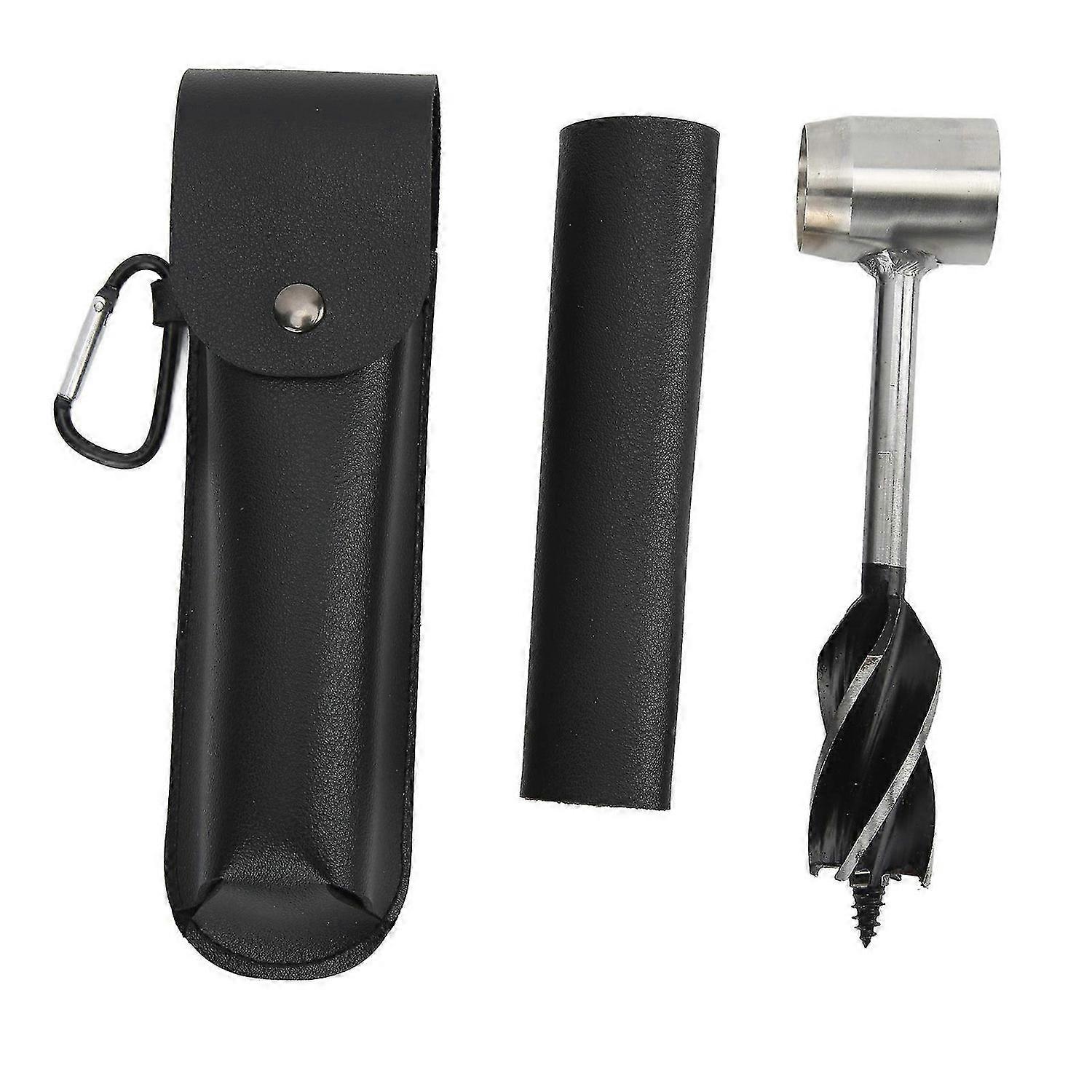 Hand Auger Wrench Set Stainless Steel Multifunctional Portable Manual Wood Auger Drill Bit with Storage Bag Black PU Leather Bag and Holster