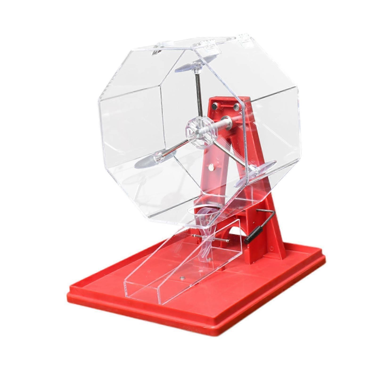 Lotto Ball Machine Number Picker Drafts Fortunate Ball Machine Bingo Game Cage for Indoor Entertainment Adults, Red