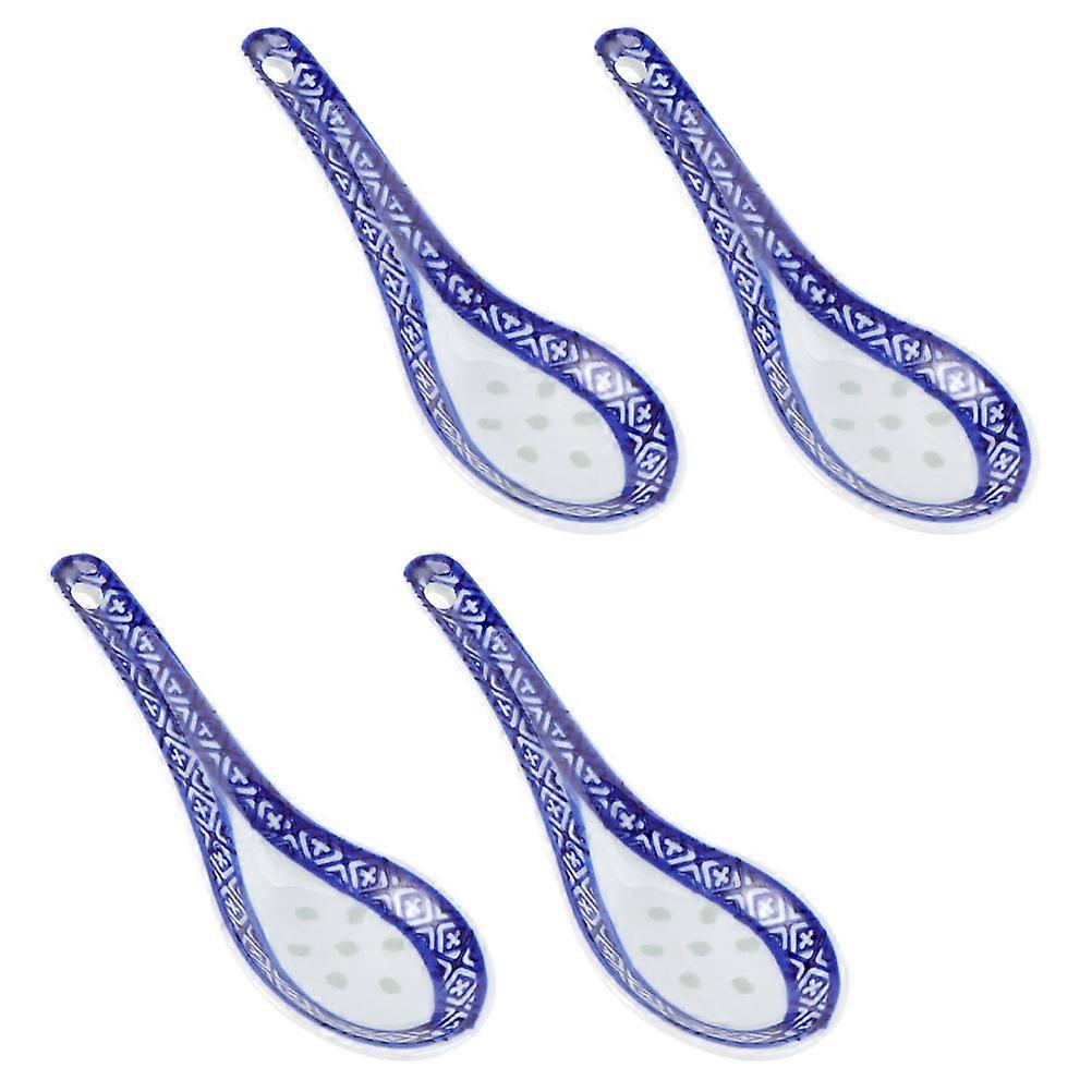 Vintage Soup Spoons Japanese Style Serving Porridge Tableware Simple Retro Design For Kitchens 4Pcs