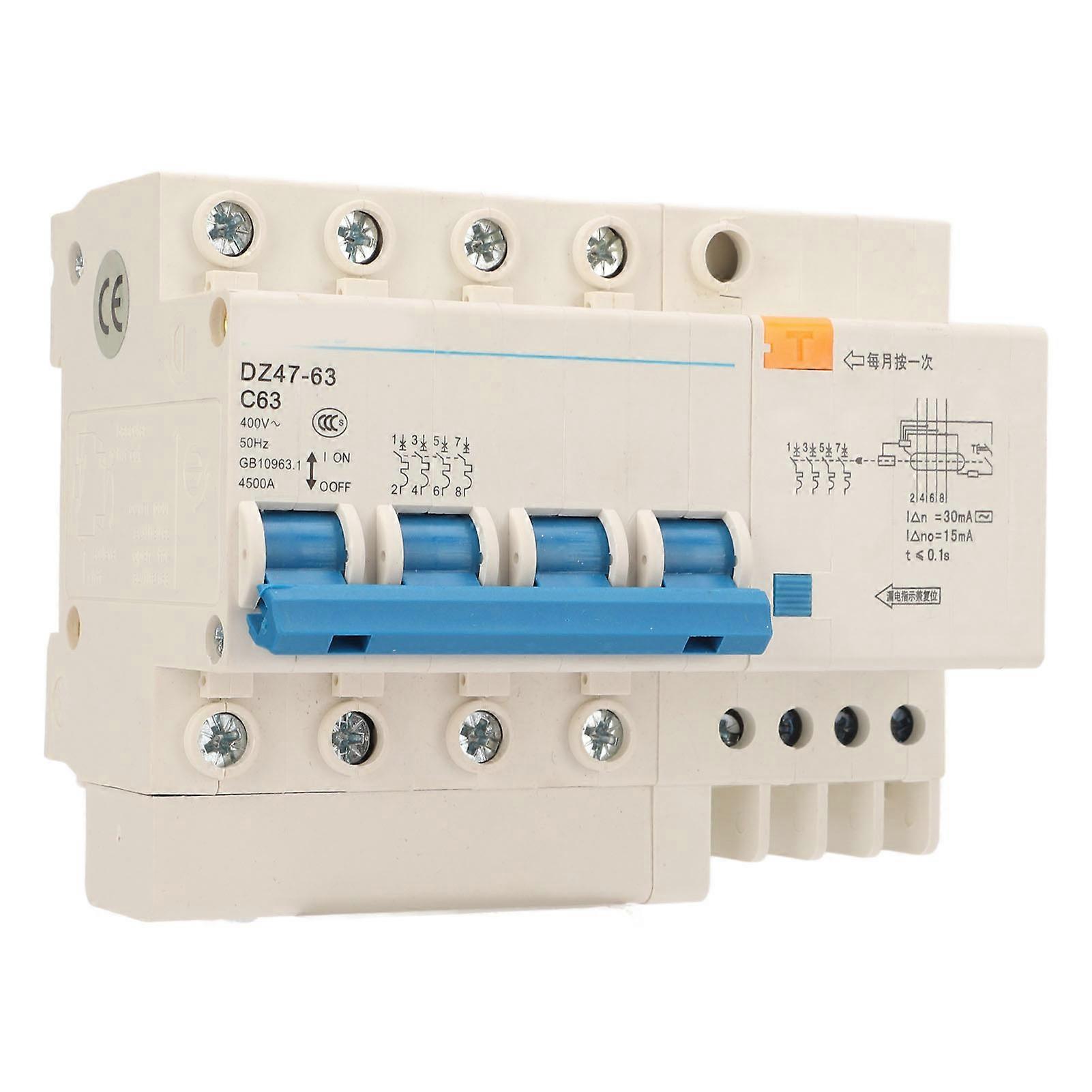 4P Good Current Protection Device Pa66 Shell 4500A Breaking Capacity DIN Rail Mount Circuit Breaker 400V
