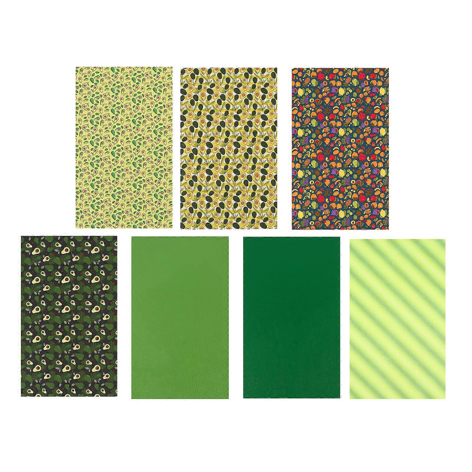 Tropical Fruits Sheets Green Rectangular Hawaiian Style Bag Making Leatherette For Artisans 7Pack
